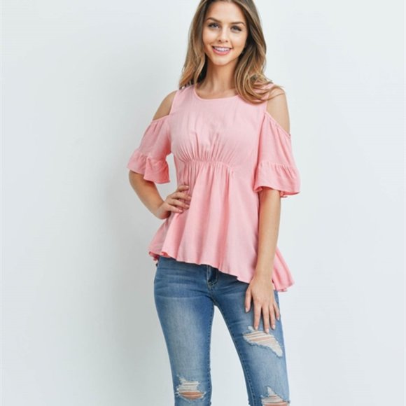 Pink Cold Shoulder Top - Picture 3 of 6